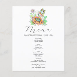 Borboleta de Aquarela e Menu Flor