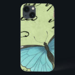 Borboleta de asa azul no cartão postal<br><div class="desc">Este cartão postal teal carregar uma mensagem de beleza. Uma delicada borboleta de asas azuis repousa no cartão,  ocultando alguns dos escritos que contém. Este impressão do Vision Studio faria um excelente adicional para sua casa!</div>