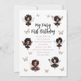Borboleta de fada Aniversário Convite Afro Fada