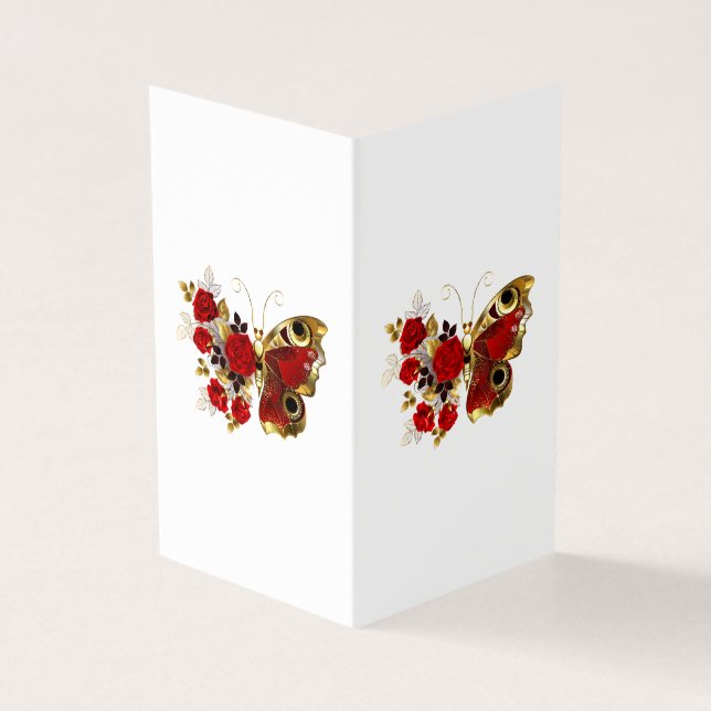 Borboleta de flor vermelha com rosas vermelhas (Exterior)