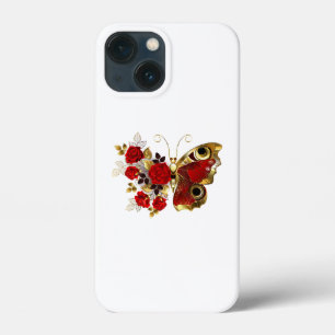 Borboleta de flor vermelha com rosas vermelhas