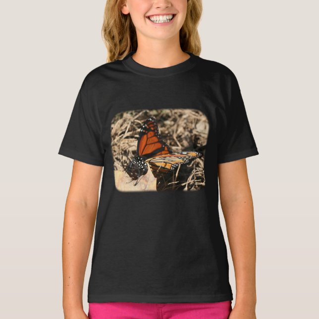 Borboleta De Monarca Em T-Shirt Natural Para Crian (Frente)