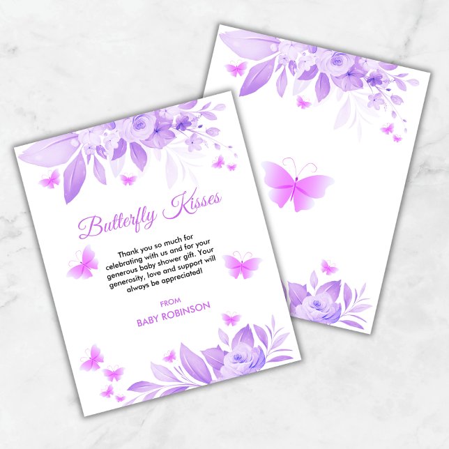 Borboleta de Orçamento Beija Cartões de agradecime (Budget Butterfly Kisses Baby Shower Thank You Card )