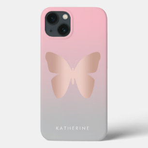 Borboleta de ouro rosa de tendências modernas e el