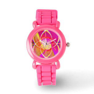 Borboleta de relógio rosa das crianças