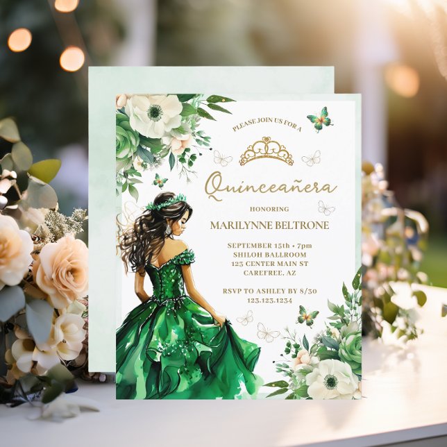 Borboleta de Vestido Verde Quinceañera (Criador carregado)