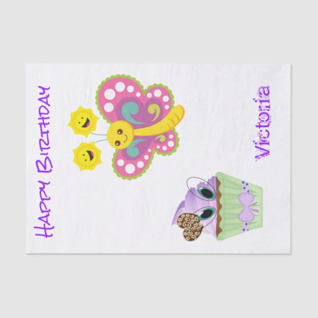 Borboleta do Cupcake de Papel Tecido (Frente )