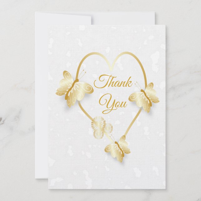 Borboleta Dourada de Cor do Cartões de agradecimen (Frente)