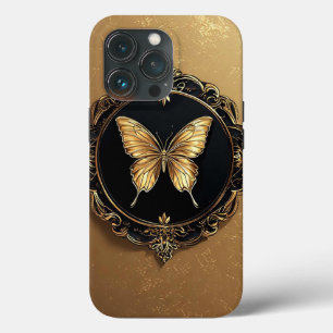 Borboleta Dourada dentro de um Desenho de Moldura