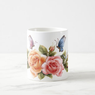 borboleta e caneca bonito dos rosas - a borboleta