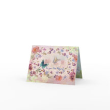 Borboleta e Cartão de Nota Botânica Ilustrados