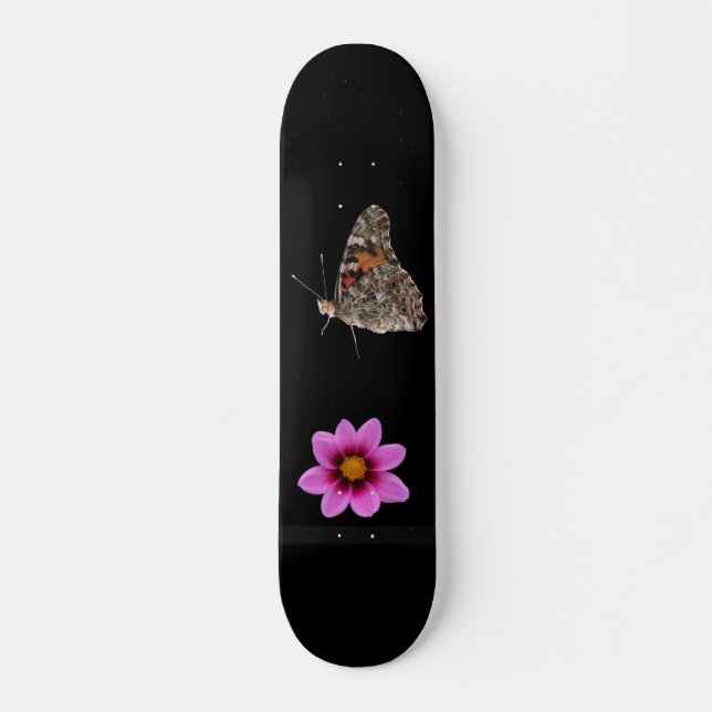 Borboleta e skate de flores rosa (Frente)
