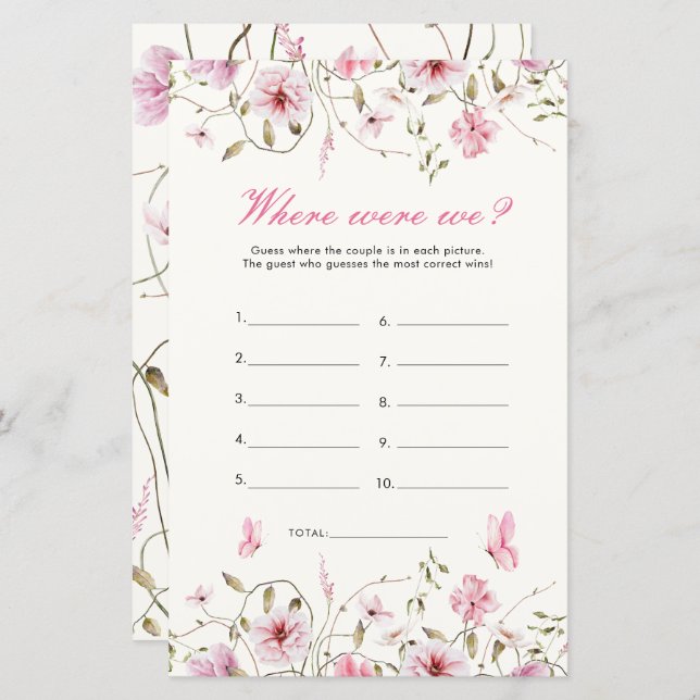 Borboleta Elegante Onde Estávamos O Jogo De Chá de (Frente/Verso)