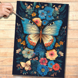 Borboleta em Florais 1 Papel de Decoupage