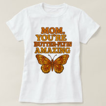 Borboleta Engraçada Mãe Camiseta Branca - Presente