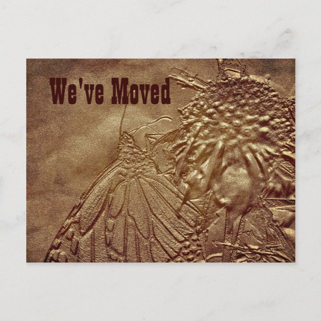 Borboleta Esculpida Novo Cartão Postal de Mudança  (Frente)