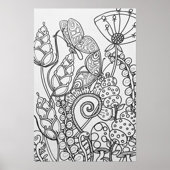 Borboleta fantasma, flor poster de 16" x24" (Frente)