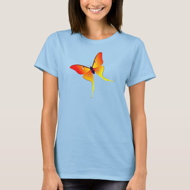 Borboleta-Flame Laranja Damas Queimando T-Shirt (Frente)