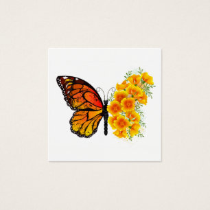 Borboleta Flor com Amapola da Califórnia Amarela