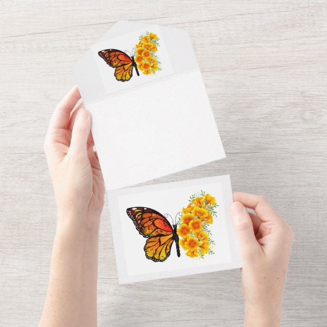 Borboleta Flor com Papagaio Amarelo da Califórnia (Aba destacável)
