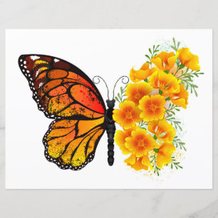 Borboleta Flor com Papagaio Amarelo da Califórnia