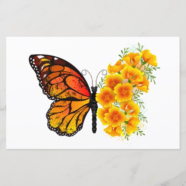 Borboleta Flor com Papagaio Amarelo da Califórnia (Frente)