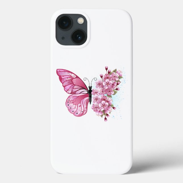 Borboleta Flor com Sakura Rosa (Verso)