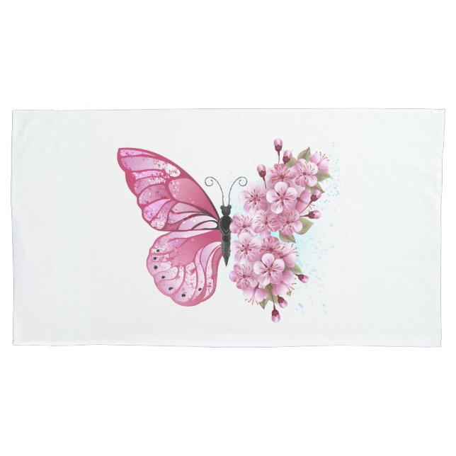 Borboleta Flor com Sakura Rosa (Frente)