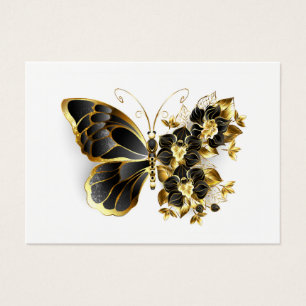 Borboleta Flor Dourada com Orquídea Preta
