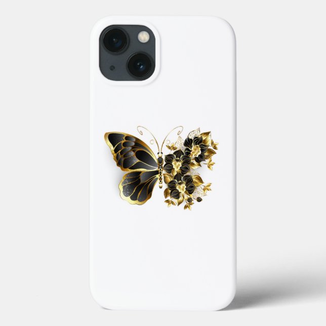 Borboleta Flor Dourada com Orquídea Preta (Verso)