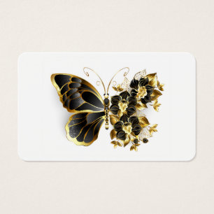 Borboleta Flor Dourada com Orquídea Preta