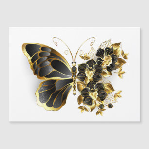 Borboleta Flor Dourada com Orquídea Preta