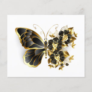 Borboleta Flor Dourada com Orquídea Preta