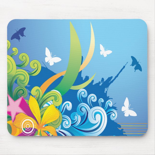 Borboleta floral abstrata Mousepad (Frente)