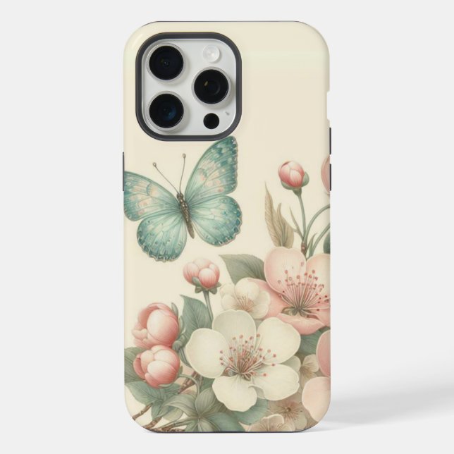 Borboleta floral/primavera estilo retrô (Verso)
