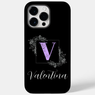 Borboleta Floral Púrpura Monograma Personalizado -