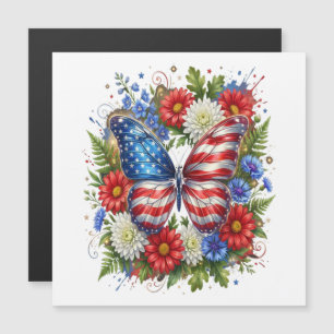 Borboleta Floral Vermelha Branca Azul da Bandeira