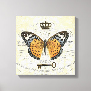 Borboleta francesa Vintage, canvas esticada