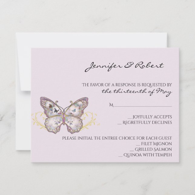 Borboleta Glitter na Placa de Resposta de Lavanda (Frente)