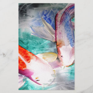 Borboleta Koi aquarela Japonês Peixe Art