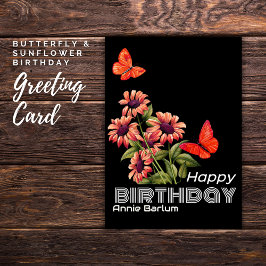 Borboleta Laranja Vibrante e Cartão de Aniversário
