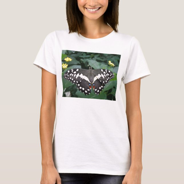 Borboleta limão e flores Damas T Camisa (Frente)