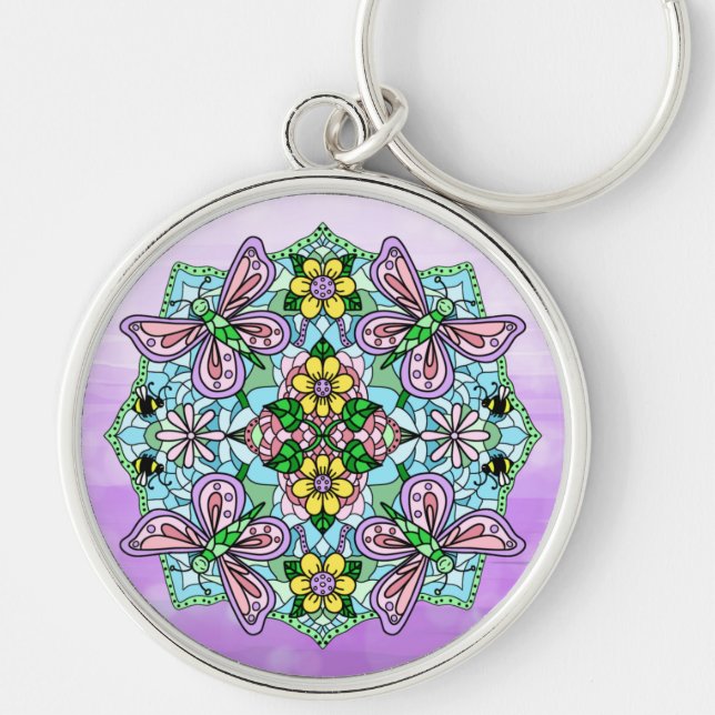 Borboleta Mandala Whimsical Chaveiro (Frente)