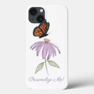 Borboleta Monarca com Flor de Cone Roxo