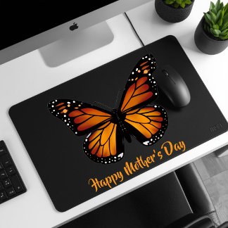 Borboleta Monarca Mousepad Preto Personalizado