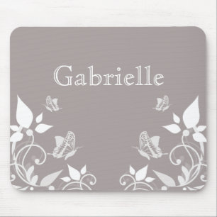 Borboleta Mousepad floral do marfim