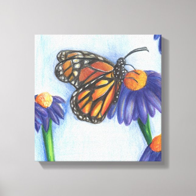 Borboleta na Canvas das flores (12" x 12") (Frente)