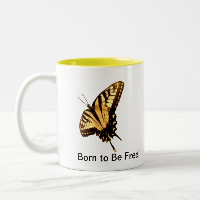 Borboleta" nascer a estar livre!" caneca canhota (Esquerda)