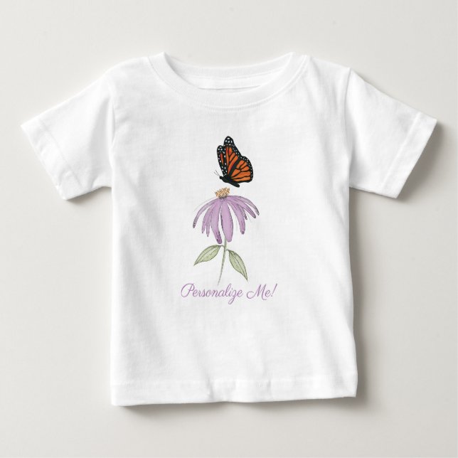 Borboleta no camiseta Cone Flower Baby Fine Jersey (Frente)
