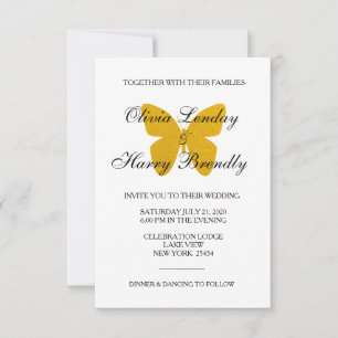 Borboleta ouro - Convite Faux Foil Weding